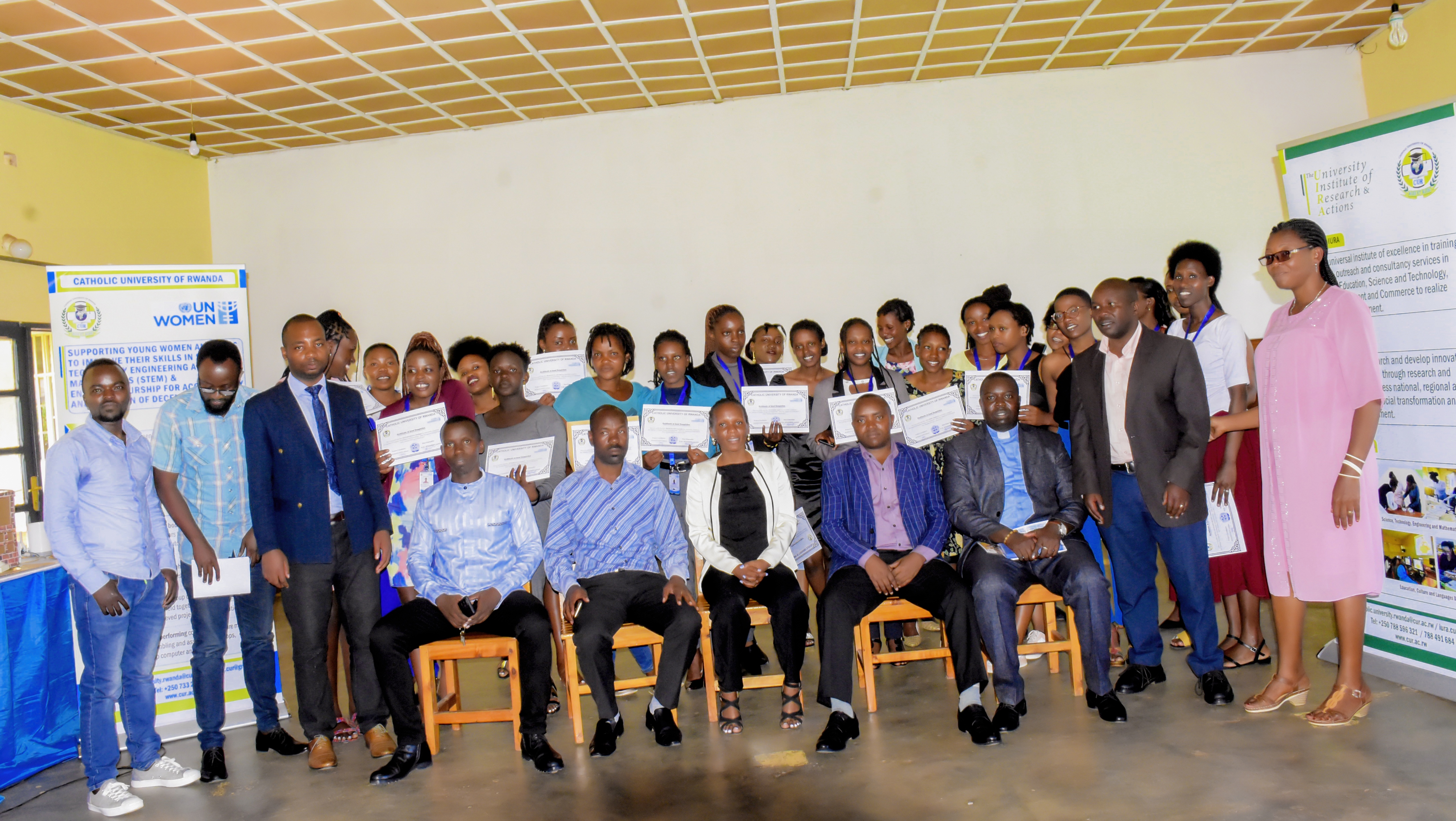 Awarding Certificate Ceremony to the 25 Young women and Girls  trained in ICT and STEM  at Catholic University of Rwanda 