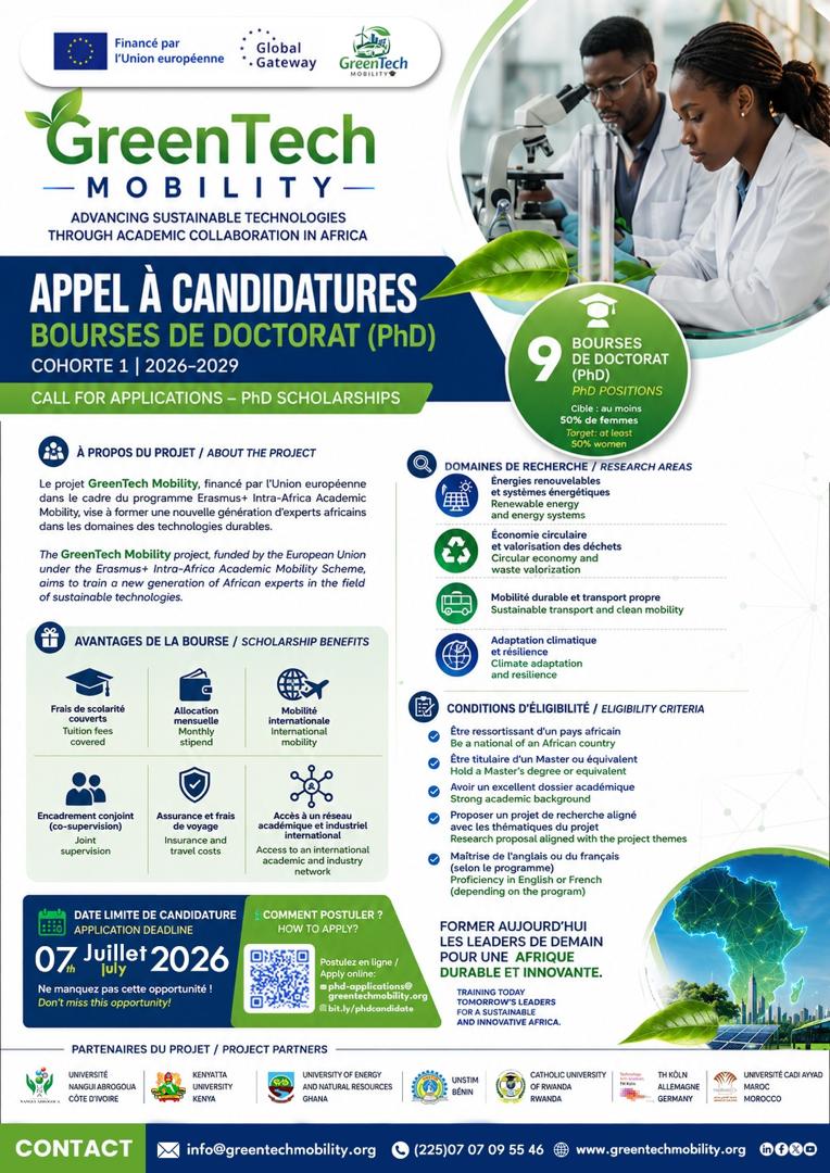 Call for Applications for PhD Scholarships under the GreenTech Mobility Project